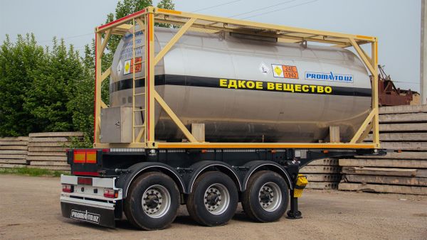 Полуприцеп-цистерна кислотовоз в каркасном сооружении на шасси полуприцепа